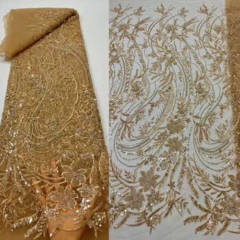 Красивое вечернее платье из бисера Ткань Вышивка бисером Французский тюль Сетка Африканская ткань Кружево для женских свадебных вечерних платьев своими руками