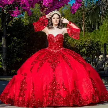 Красные Пышные платья, бальное платье, Вечерние платья для выпускного вечера, Королевское Синее платье с коротким рукавом Sweet 15-16, vestidos de 15 años