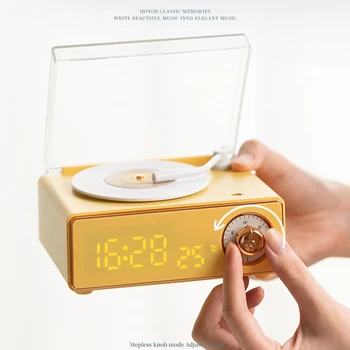 Креативный настольный светодиодный будильник с ретро-виниловым проигрывателем Atomic, портативный беспроводной динамик