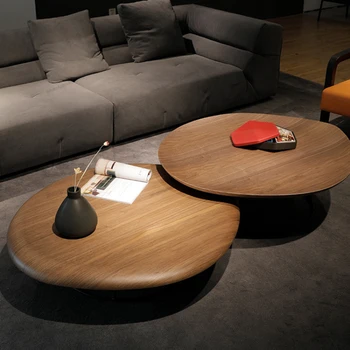 Креативный чайный столик в скандинавском стиле, гостиная малого и среднего размера, дизайнерский дом, чайный столик, минималистичный ореховый цвет