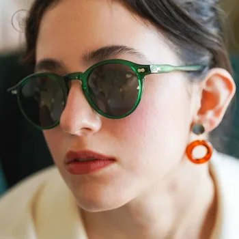 Круглые поляризованные Солнцезащитные очки с защитой от синего света Очки Мужские Женские Подарочные Оправы для очков Oculos De Sol UV400