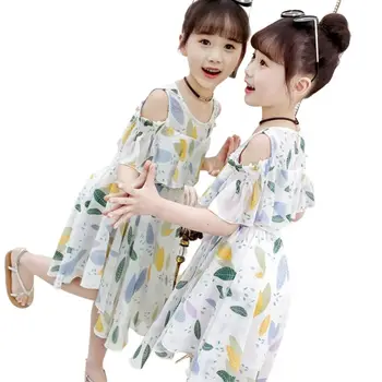 Летнее повседневное платье для девочек, шифоновое праздничное платье принцессы с цветочным рисунком для детей, подарок на День рождения для детей от 4 до 12 лет
