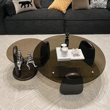 Мебель для гостиной итальянская легкая экстравагантный круглый журнальный столик современный простой журнальный столик из закаленного стекла Шкаф для телевизора комбинированный