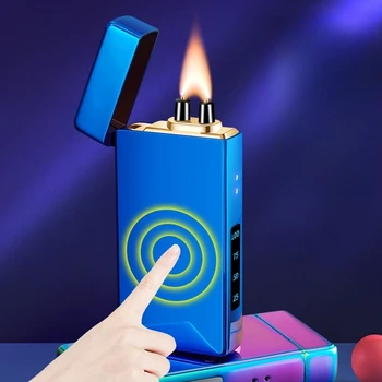 Металлическая интеллектуальная дуговая зажигалка с голосовым управлением, зарядка через USB, креативные способы зажигания, зажигалка для сигар, подарок для мужчин