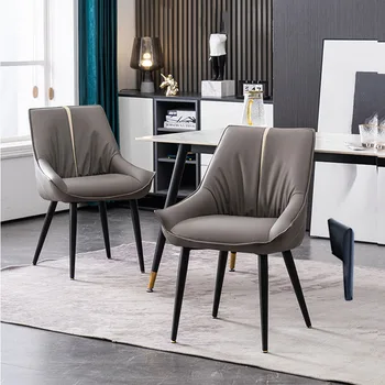 Металлические обеденные стулья в скандинавском стиле, современные кожаные модные европейские стулья для гостиной, эргономичная мебель для дома Sillas De Comedor с возможностью протирания