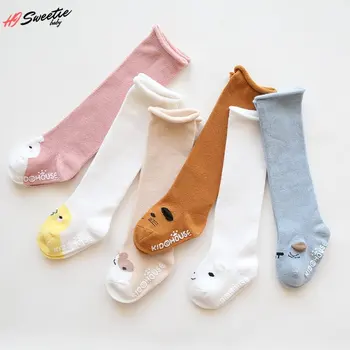 Милые детские носки с животными, нескользящие гольфы для мальчиков и девочек, зимние весенние носки для девочек 0-3 лет