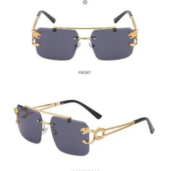 Модные солнцезащитные очки без оправы в прямоугольном стиле 2023 года для женщин и мужчин, Безрамочные оттенки, Ретро Винтажные Модные очки