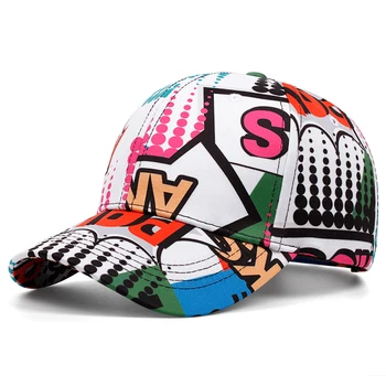Мужская бейсбольная шляпа с хлопковым принтом, регулируемая хип-хоп Шляпа, Спортивная Повседневная женская Шляпа с плоскими полями, Уличная шляпа с козырьком.