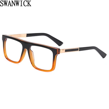 Мужские очки Swanwick, синие прозрачные линзы, мужские квадратные очки унисекс TR90, оптические черные прозрачные модные дропшиппинг