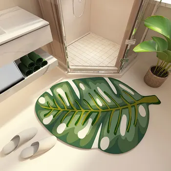 Мягкий дверной коврик, Подушка для сушки, освежающий силиконовый коврик, Зеленый супервпитывающий коврик, коврики для ванной, коврики с растительным рисунком, против пятен мат