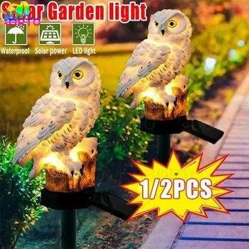 Наружные солнечные фонари, светодиодные садовые фонари на солнечной батарее, лампы для лужаек с совами, Водонепроницаемая солнечная лампа для рождественского украшения