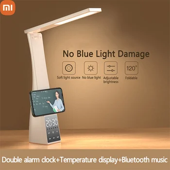 Настольная лампа Xiaomi с Bluetooth-динамиком, будильник, 3 цветовых температуры, плавное затемнение, USB-защита для глаз, настольные лампы для чтения.