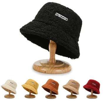 Новая панама из овечьей шерсти для женщин и мужчин, однотонные шляпы Harajuku Teddy для рыбалки, осень-зима, Уличная теплая панама Боб