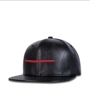 Новая черная ветрозащитная шляпа, мужская хип-хоп шляпа с вышивкой из искусственной кожи и плоскими полями