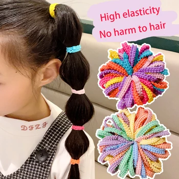 Новый 50 шт./лот, эластичная резинка конфетного цвета для девочек, кружевная лента для волос, Детские вьющиеся украшения для волос