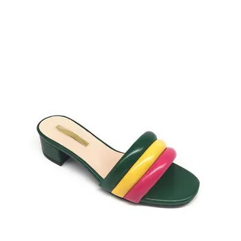 Новый стиль, Итальянские вечерние Женские туфли на низком каблуке, украшенные Африканские квадратные туфли, Итальянские элегантные женские вечерние туфли-лодочки разных цветов