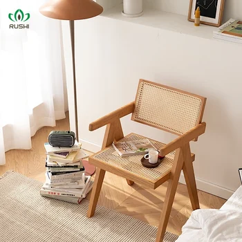 Обеденные стулья из массива скандинавского дерева для кухни, Обеденный стул из ротанга для дома, мебель для гостиной, предметы домашнего обихода Muebles Hogar