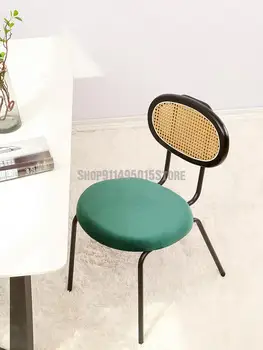 Обеденный стул Ins из ротанга и кованого железа в европейском стиле, креативный Ретро-дизайнерский Кофейный шезлонг, Простой туалетный стул
