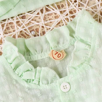 Одежда новорожденного Одежда для девочек С рукавами-крылышками Жаккардовый детский комбинезон с бантом и лентой для волос Летняя детская одежда