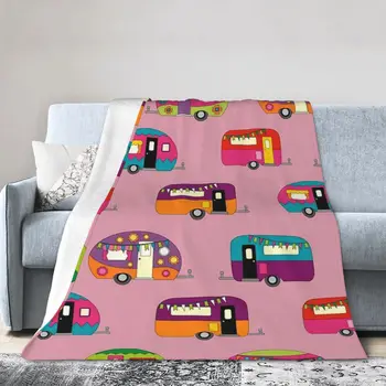 Одеяло Happy Camper, Мягкое теплое Фланелевое Плюшевое одеяло для кровати, гостиной, Пикника, путешествия, домашнего Дивана