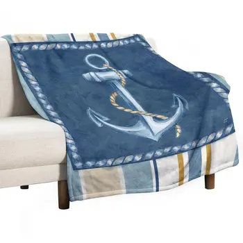Одеяло с рисунком морского моряка Якорь Плюшевое Покрывало на кровать RV Зимнее Одеяло для кровати Домашний Текстиль Одеяло для гостиной