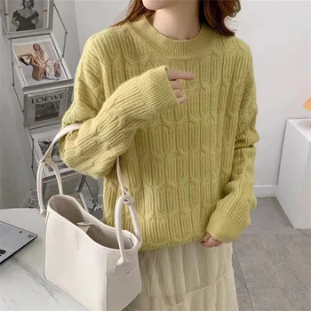 Осенне-зимний новый женский пуловер, вязаный свитер, Корейское издание, низ, вязаный топ с длинным рукавом