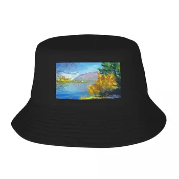Осеннее новозеландское озеро Вакатипу, Квинстаун, Новая Зеландия, Дизайнерская шляпа-ведро, Пляжная Рождественская шляпа, кепки для мужчин и женщин