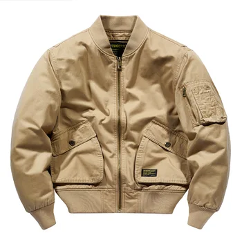 Осенняя военно-тактическая хлопковая куртка, мужская куртка-бомбер С карманами, верхняя одежда на молнии, Повседневная Свободная мужская одежда с длинным рукавом