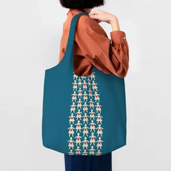 Переработка платья в цветочек для девочек, синяя сумка для покупок, женская холщовая сумка через плечо, моющиеся сумки для покупок, сумки для покупок