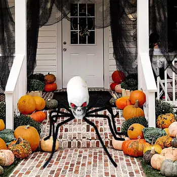 Подходящий реквизит-паук для Хэллоуина, Жуткий Паук с черепом на Хэллоуин, Реалистичное украшение дома с привидениями, реквизит для праздничной вечеринки.