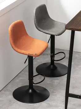 Подъем барного стула модный простой барный стул современный бытовой табурет с высокой ножкой, легкая роскошная спинка, железный вращающийся стул
