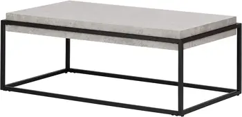 Промышленный журнальный столик из серого и черного бетона, 43,3 дюйма x 23,6 дюйма x 16,5 дюйма