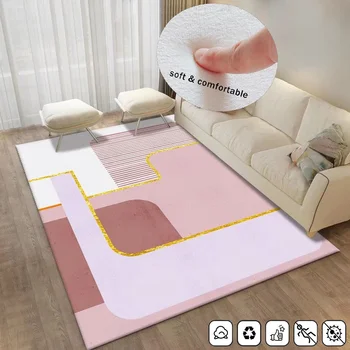 Простота Геометрические ковры для домашнего декора гостиной Розовый коврик для дивана в спальне Коврик для пола Мягкий пушистый ковер высокого качества