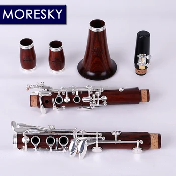 Профессиональный кларнет MORESKY из Красного дерева Bb для кларнета из розового дерева С Посеребренными клавишами из массива дерева Sib Klarnet