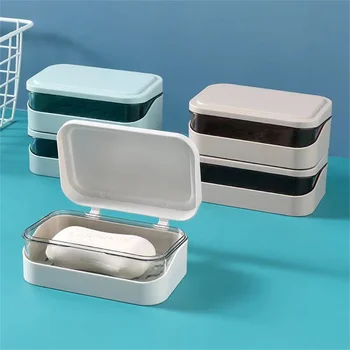 Прочная герметичная полка для хранения унитаза, прочная и универсальная коробка для мыла с крышкой, прочная коробка для мыла, двухслойные принадлежности для ванной комнаты