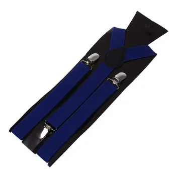 Регулируемый металлический зажим для взрослых, эластичные подтяжки, подтяжки темно-синего цвета