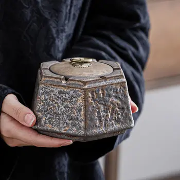 Ржавая пепельница в японском стиле, керамическая пепельница из древнего колодца, дымовая чашка, украшение домашней гостиной, офисный чай, настольные украшения