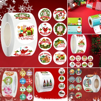 Рождественские наклейки Наклейки на тему Рождественской тематики для упаковки подарочной выпечки своими руками Рождественское украшение 2023 Navidad Новый год 2024