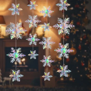 Рождественские украшения, бумажные 3D Снежинки, Подвесная Гирлянда, Рождественская елка своими руками, Подвесное украшение для дома 2024, Декор для новогодней вечеринки