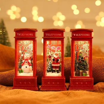 Рождественские украшения для пожилых людей Внутренняя телефонная будка Маленькая масляная лампа Макет сцены KTV в отеле Светящееся украшение Подарок
