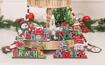 Рождественские центральные столы Рождественские украшения для стола Санта-Клауса Деревянные Инновационные центральные элементы с декоративными буквами