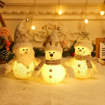 Рождественское украшение Санта-Клауса со светодиодной подсветкой, очаровательная светящаяся игрушка в виде снеговика лося на батарейках