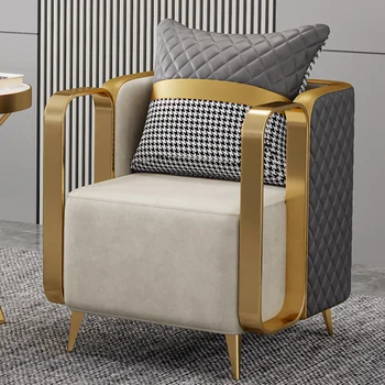 Роскошные стулья для гостиной в скандинавском стиле, Металлические дизайнерские кресла для поддержки поясницы, Эргономичный одноместный диван для гостиной, украшение салона Fauteuil