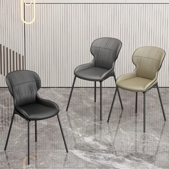 Роскошный Современный обеденный стул Кофейня Nordic Art Обеденный стул с подушкой из искусственной кожи Модные Табуреты для отдыха Мебель для столовой