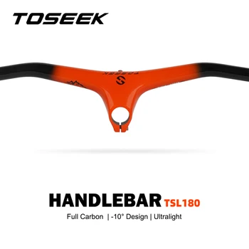 Руль TOSEEK TSL180 Mtb Carbon с интегрированным рулем и стержнем -10 градусов, Ширина 260 г, 780-70 / 80/90/100/110 мм, Материал компонентов