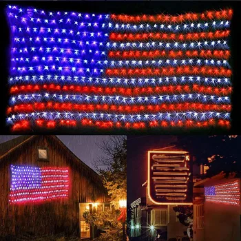 Светодиодный флаг Соединенных Штатов, Световая гирлянда, Солнечный День Независимости, Рождественский Чистый свет C9, Рождественские огни, Прозрачные лампы накаливания