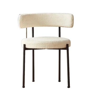 Скандинавские Кованые Легкие Обеденные стулья класса люкс, домашние стулья со спинкой, Креативное Дизайнерское кресло, Современный обеденный стул из бархата ягненка от отеля