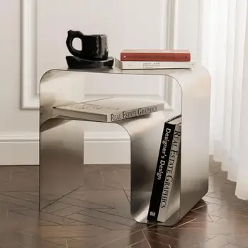 Скандинавский средневековый Минималистичный прикроватный столик из нержавеющей стали, Приставной столик, цельный шкафчик, Журнальный столик, Винтажная мебель Bauhaus