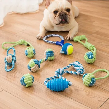 Собака скрежещет зубами для снятия депрессии, игрушка с узлом, набор веревок для кусания собак, игрушечный мяч для собак размером с щенка