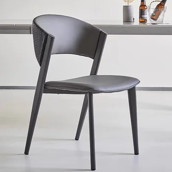 Современные кожаные обеденные стулья в скандинавском стиле, металл, черный, стул для спальни, гостиной, кухни, офиса, Silla Comedor, ресторана, мебели